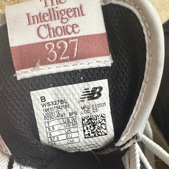 New Balance 327 Black and Cream Sneakers - Picture 4 of 5
